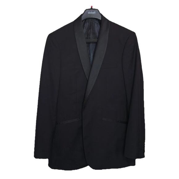 DOBELL Tuxedo Tux Black Full Suit 40R Wool Notch Lapel‎ With Bag